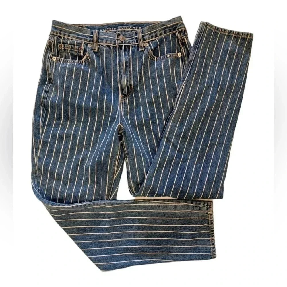 American Eagle Pinstripe Mom Jeans Size 4